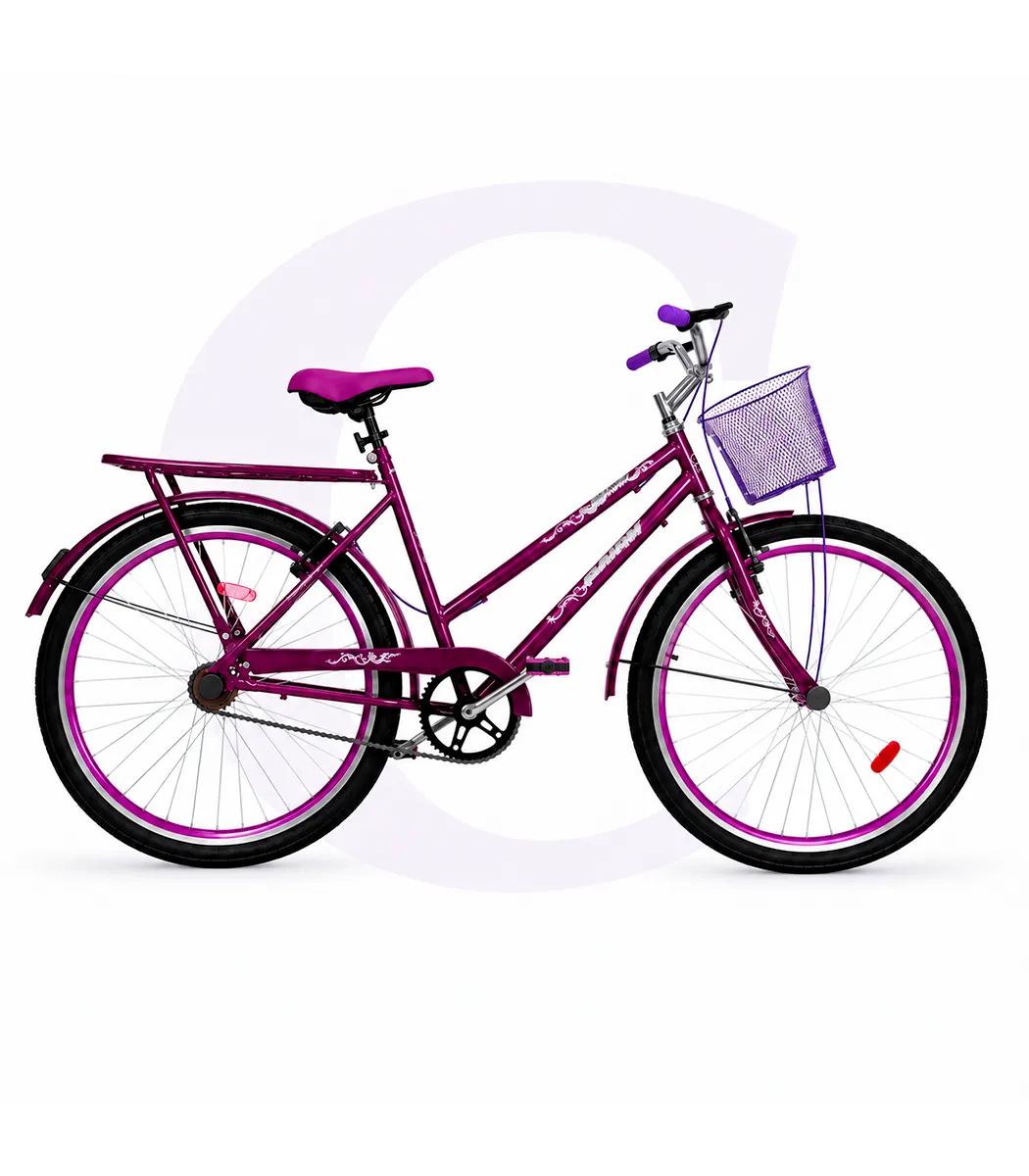 1 Bicicleta Feminina Cairu Genova Aro 26 Violeta com Cesta Bicicleta Feminina Cairu Genova Aro 26 Violeta com Cesta – Freio V-Brake - Imagem 1