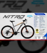 Bicicleta Aro 29 Nitro Alumínio 21 Marchas Freio Mecânico Cinza/Laranja Quadro 17,5 – Cairu - Imagem 2