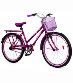 Bicicleta Feminina Cairu Genova Aro 26 Violeta com Cesta – Freio V-Brake - Imagem 2